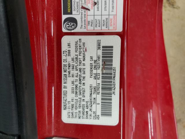 2015 Nissan 370z Base მანქანა იყიდება აუქციონზე, vin: JN1AZ4EH1FM444251, აუქციონის ნომერი: 55631915