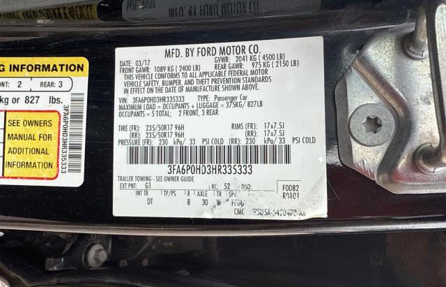 Aukcja sprzedaży 2017 Ford Fusion Se, vin: 3FA6P0HD3HR335333, numer aukcji: 58443285
