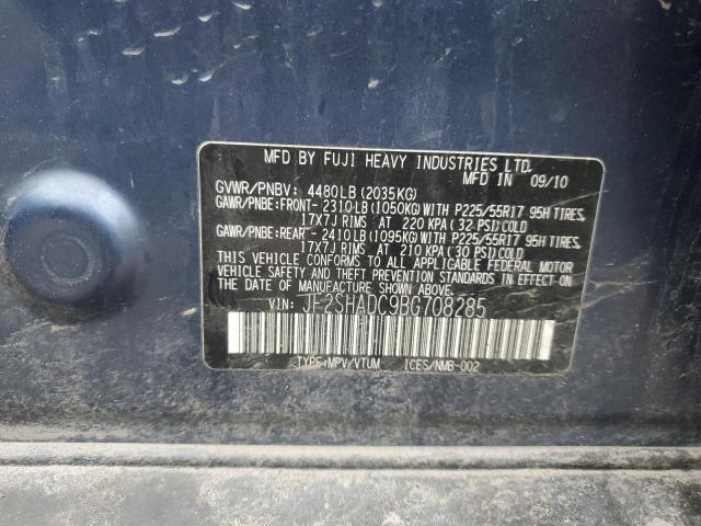 2011 Subaru Forester 2 მანქანა იყიდება აუქციონზე, vin: JF2SHADC9BG708285, აუქციონის ნომერი: 56581055