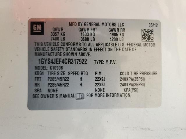 Продажа на аукционе авто 2012 Cadillac Escalade E, vin: 1GYS4JEF4CR317922, номер лота: 56176275