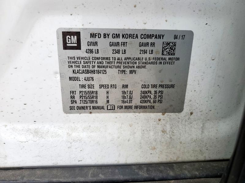 Aukcja sprzedaży 2017 Buick Encore Pre, vin: KL4CJASB4HB184125, numer aukcji: 57364285