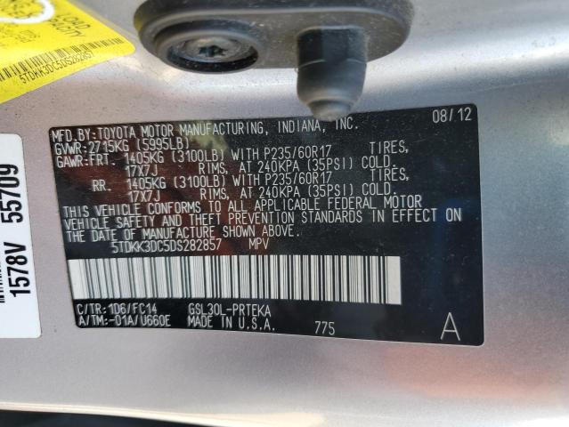 2013 Toyota Sienna Le მანქანა იყიდება აუქციონზე, vin: 5TDKK3DC5DS282857, აუქციონის ნომერი: 57984075