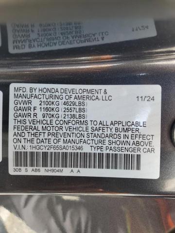 Продажа на аукционе авто 2025 Honda Accord Hyb, vin: 1HGCY2F65SA015346, номер лота: 58423315