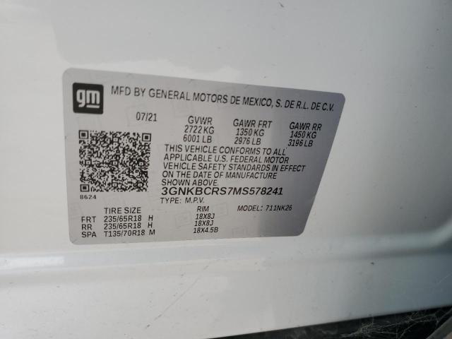 58149005 :رقم المزاد ، 3GNKBCRS7MS578241 vin ، 2021 Chevrolet Blazer 2lt مزاد بيع