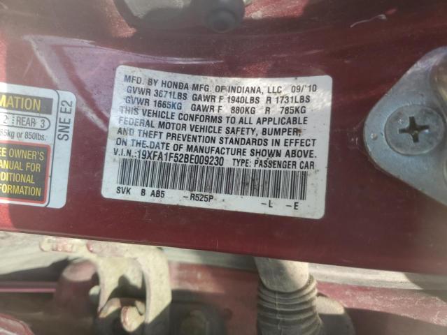 Продаж на аукціоні авто 2011 Honda Civic, vin: 19XFA1F52BE009230, номер лоту: 57168695
