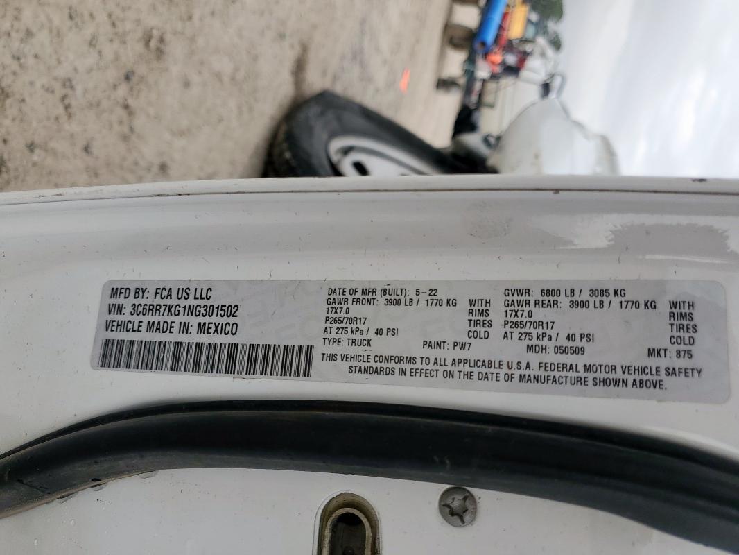 Продажа на аукционе авто 2022 Ram 1500 Classic, vin: 3C6RR7KG1NG301502, номер лота: 59171615