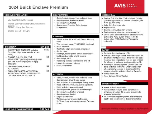 Продаж на аукціоні авто 2024 Buick Enclave Pr, vin: 5GAERCKW8RJ135363, номер лоту: 58910225
