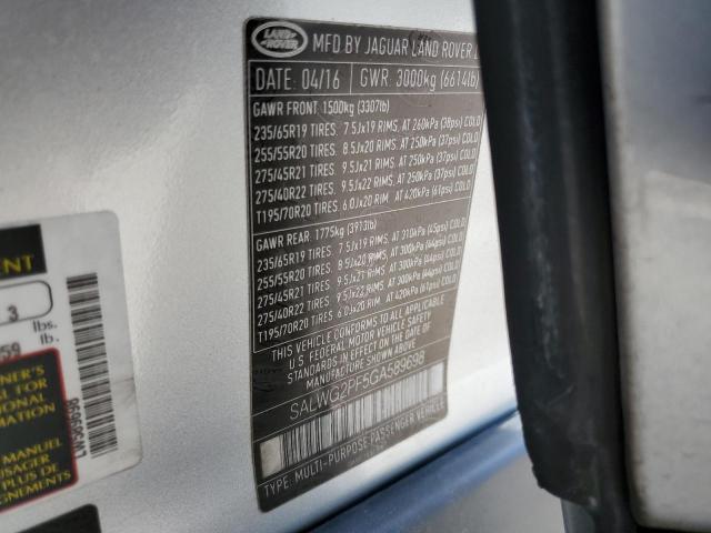 Aukcja sprzedaży 2016 Land Rover Range Rove, vin: SALWG2PF5GA589698, numer aukcji: 57179395
