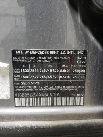 Продаж на аукціоні авто 2010 Mercedes-benz Ml 350, vin: 4JGBB5GBXAA609305, номер лоту: 57183675