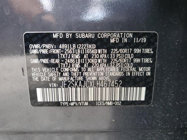 Продаж на аукціоні авто 2020 Subaru Forester P, vin: JF2SKAJCXLH467452, номер лоту: 57816015