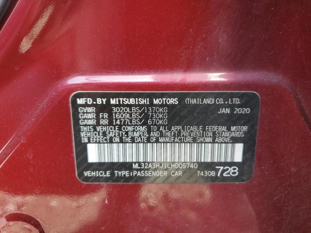 57184395 :رقم المزاد ، ML32A3HJ1LH005740 vin ، 2020 Mitsubishi Mirage مزاد بيع