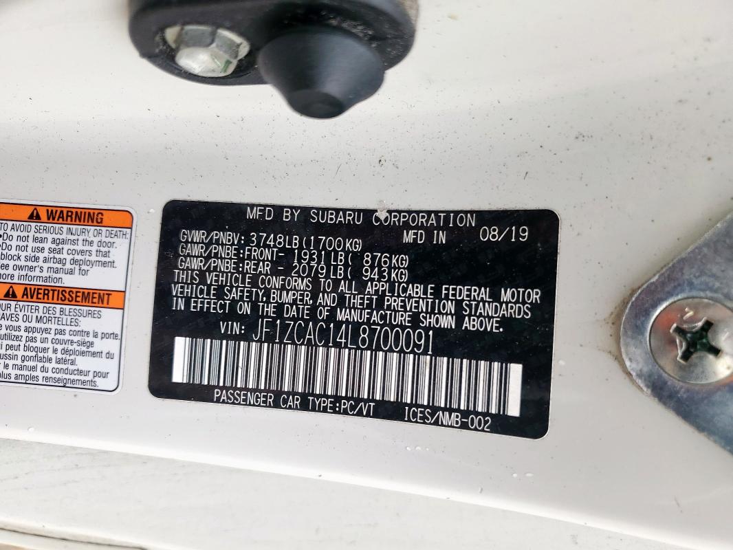 Продаж на аукціоні авто 2020 Subaru Brz, vin: JF1ZCAC14L8700091, номер лоту: 57690335