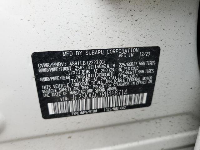 Aukcja sprzedaży 2024 Subaru Forester, vin: JF2SKAAC7RH468714, numer aukcji: 58347555