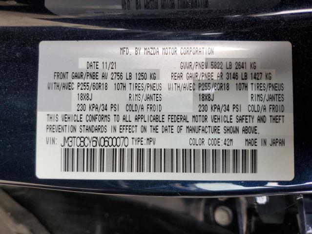 54938045 :رقم المزاد ، JM3TCBCY6N0600070 vin ، 2022 Mazda Cx-9 مزاد بيع