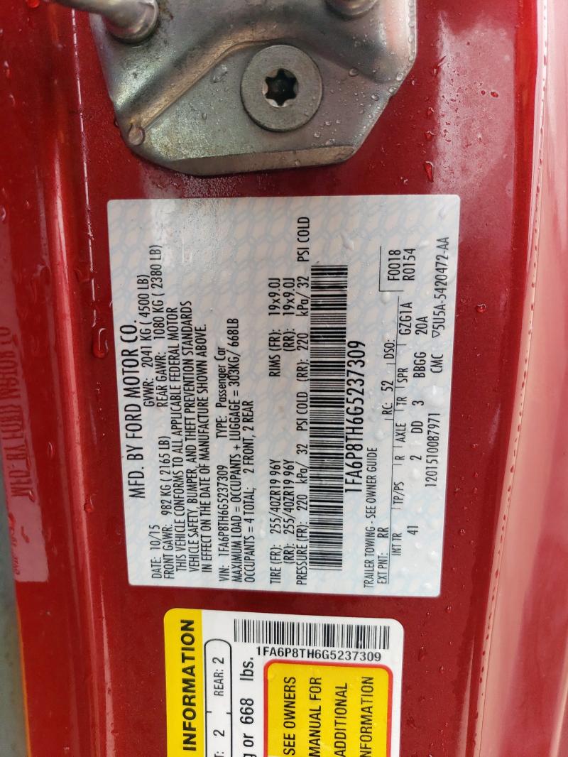 Продажа на аукционе авто 2016 Ford Mustang, vin: 1FA6P8TH6G5237309, номер лота: 54957925