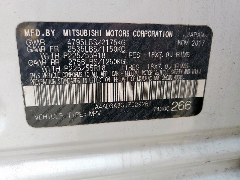 Aukcja sprzedaży 2018 Mitsubishi Outlander, vin: JA4AD3A33JZ029261, numer aukcji: 58838795