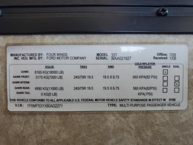 54376195 :رقم المزاد ، 1F6MF53YX80A02271 vin ، 2008 Ford F530 Super مزاد بيع