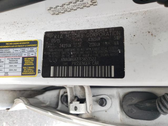 2015 Kia Optima Lx მანქანა იყიდება აუქციონზე, vin: KNAGM4A77F5653522, აუქციონის ნომერი: 58223715