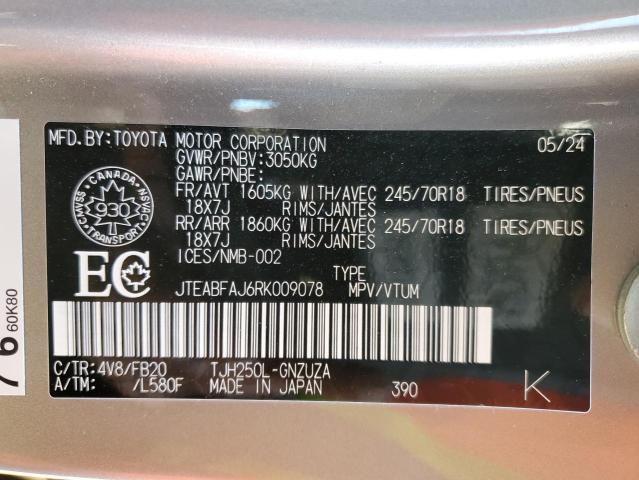 Продаж на аукціоні авто 2024 Toyota Land Cruiser, vin: JTEABFAJ6RK009078, номер лоту: 55636935