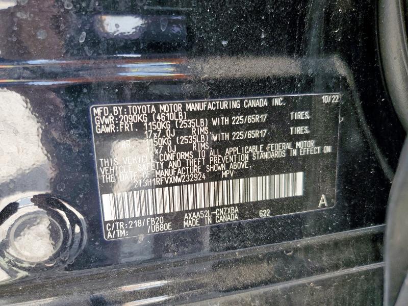 Aukcja sprzedaży 2022 Toyota Rav4, vin: 2T3H1RFVXNW232924, numer aukcji: 56935285