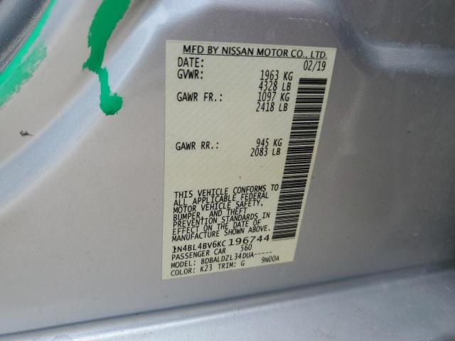 58321855 :رقم المزاد ، 1N4BL4BV6KC196744 vin ، 2019 Nissan Altima مزاد بيع