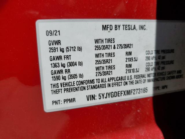 2021 Tesla Model Y მანქანა იყიდება აუქციონზე, vin: 5YJYGDEFXMF273165, აუქციონის ნომერი: 55412705