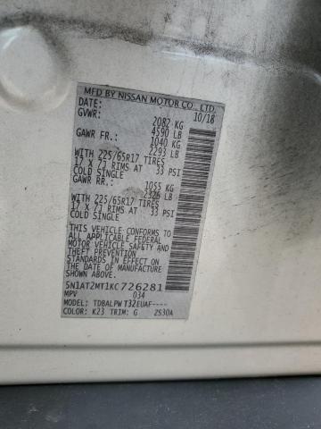57997425 :رقم المزاد ، 5N1AT2MT1KC726281 vin ، 2019 Nissan Rogue S مزاد بيع