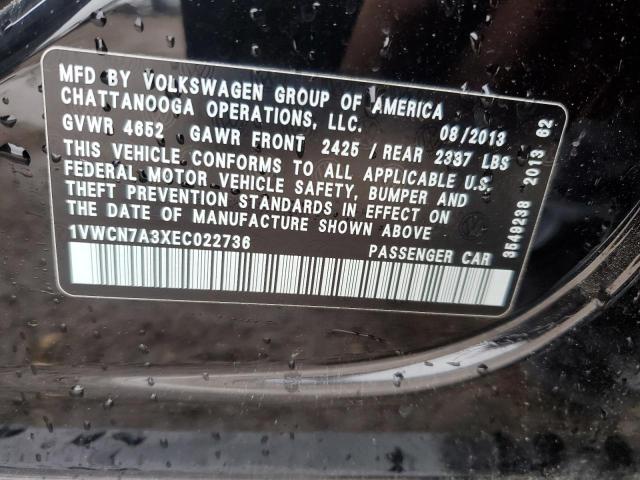 2014 Volkswagen Passat მანქანა იყიდება აუქციონზე, vin: 1VWCN7A3XEC022736, აუქციონის ნომერი: 57578525