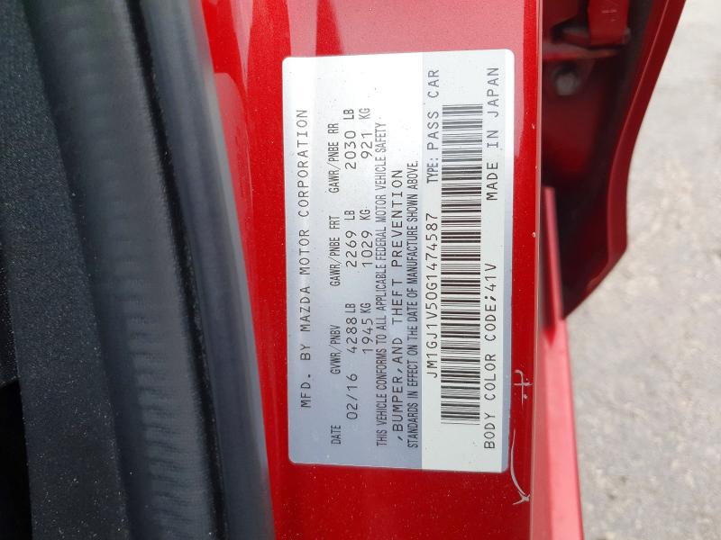 55205406 :رقم المزاد ، JM1GJ1V50G1474587 vin ، 2016 Mazda 6 مزاد بيع