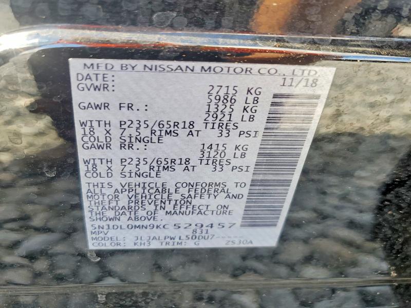 2019 Infiniti Qx60 მანქანა იყიდება აუქციონზე, vin: 5N1DL0MN9KC529457, აუქციონის ნომერი: 55367456