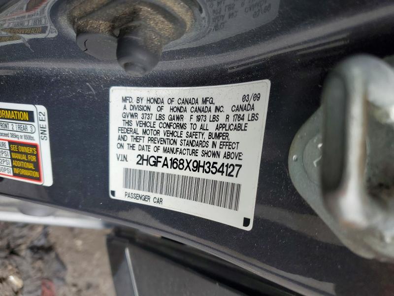 Aukcja sprzedaży 2009 Honda Civic, vin: 2HGFA168X9H354127, numer aukcji: 51595536