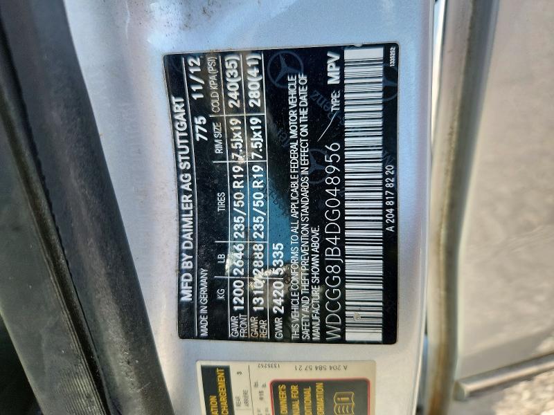 52054516 :رقم المزاد ، WDCGG8JB4DG048956 vin ، 2013 Mercedes-benz Glk مزاد بيع