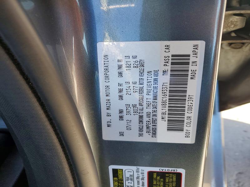 Aukcja sprzedaży 2012 Mazda Mazda3, vin: JM1BL1V88C1693371, numer aukcji: 51372886