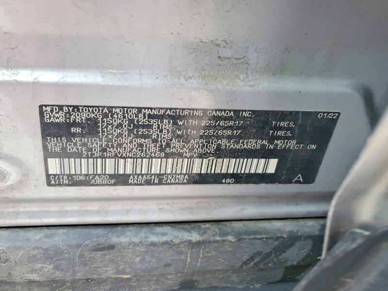 Aukcja sprzedaży 2022 Toyota Rav4, vin: 2T3P1RFVXNC262468, numer aukcji: 53122666