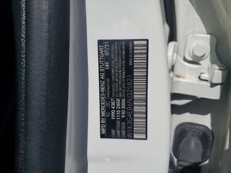 2022 Mercedes-benz A მანქანა იყიდება აუქციონზე, vin: W1K3G4EB6NJ325821, აუქციონის ნომერი: 54795786
