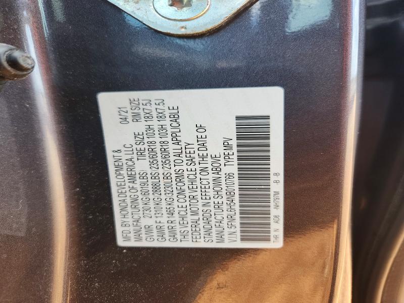 54257696 :رقم المزاد ، 5FNRL6H54NB010766 vin ، 2022 Honda Odyssey مزاد بيع