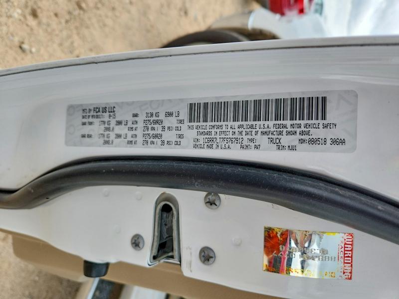 2015 Ram 1500 მანქანა იყიდება აუქციონზე, vin: 1C6RR7LT7FS767912, აუქციონის ნომერი: 53889316