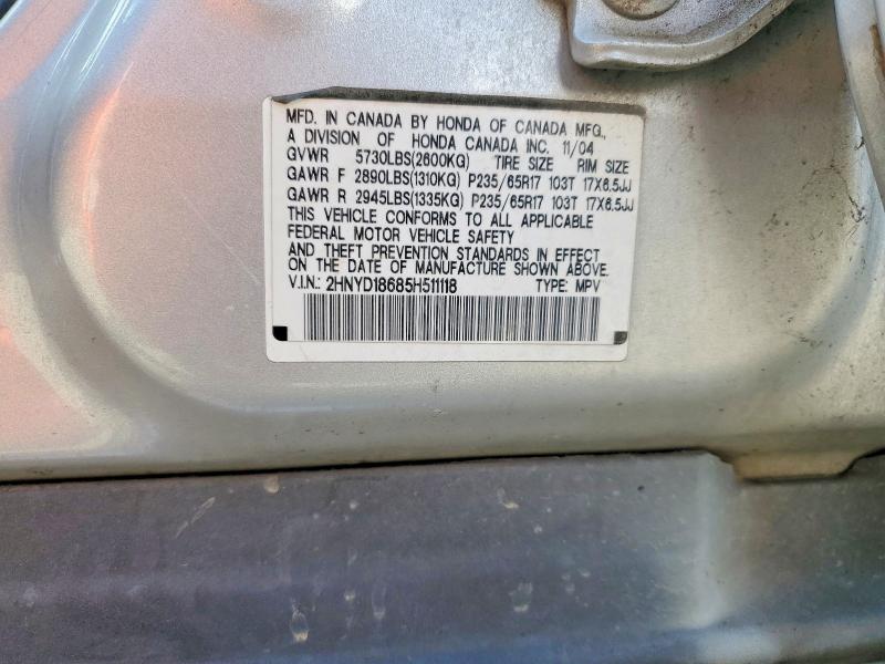 Aukcja sprzedaży 2005 Acura Mdx, vin: 2HNYD18685H511118, numer aukcji: 55036606