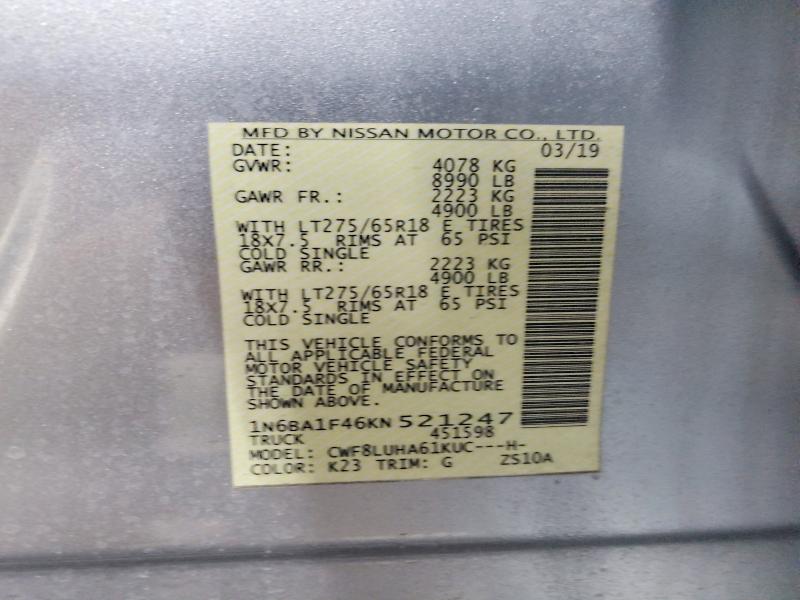 Продаж на аукціоні авто 2019 Nissan Titan Xd, vin: 1N6BA1F46KN521247, номер лоту: 53879466