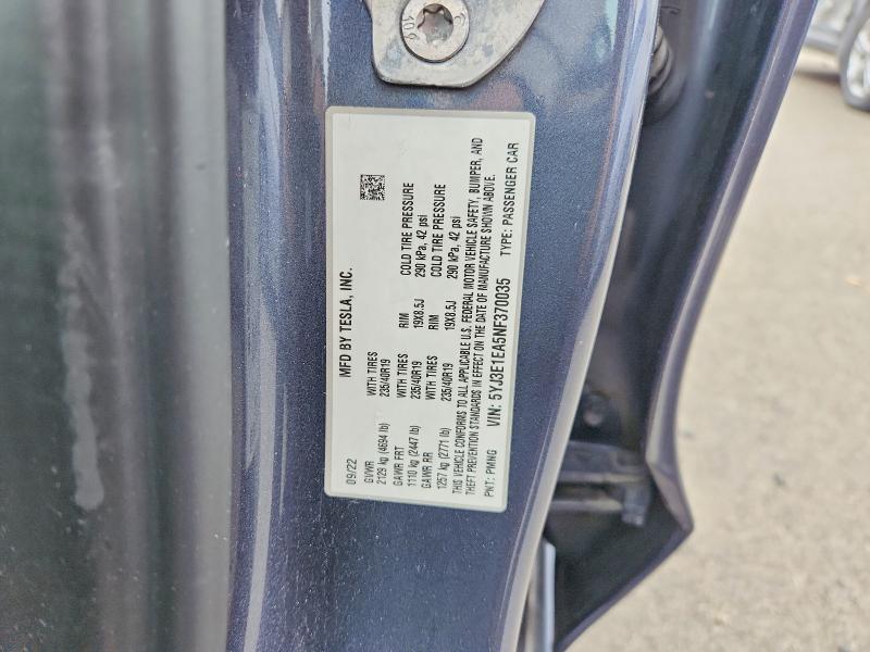 Aukcja sprzedaży 2022 Tesla Model 3, vin: 5YJ3E1EA5NF370035, numer aukcji: 54101516