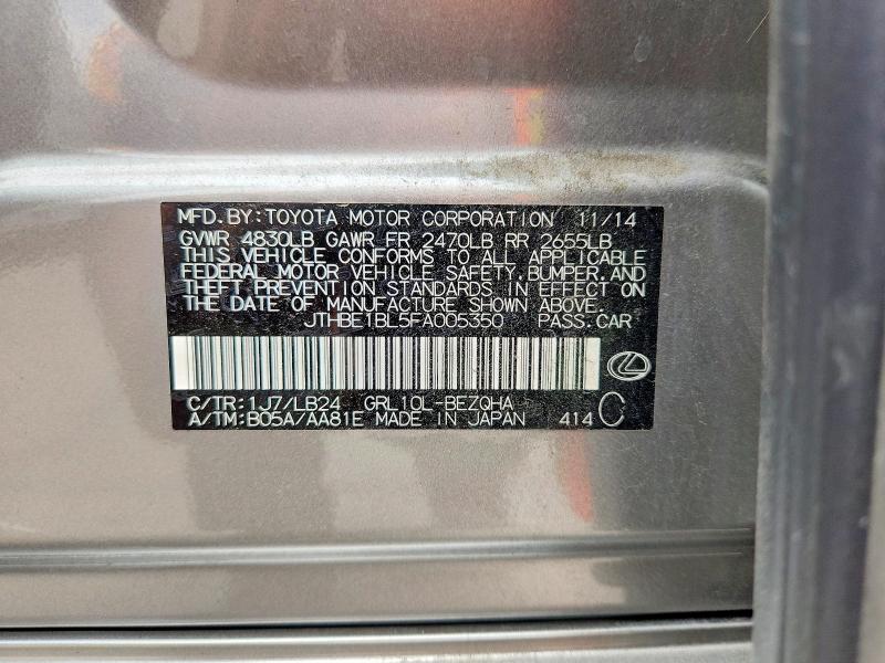 Aukcja sprzedaży 2015 Lexus Gs, vin: JTHBE1BL5FA005350, numer aukcji: 52931866