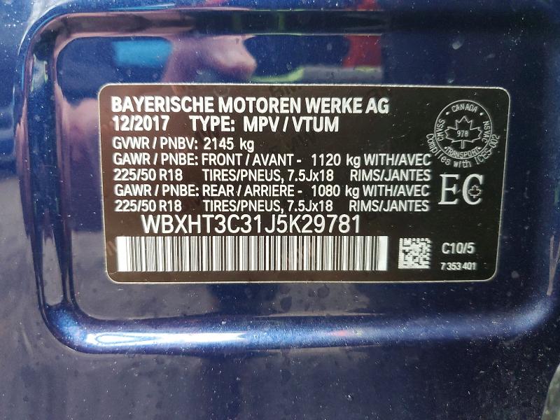 51338626 :رقم المزاد ، WBXHT3C31J5K29781 vin ، 2018 Bmw X1 مزاد بيع