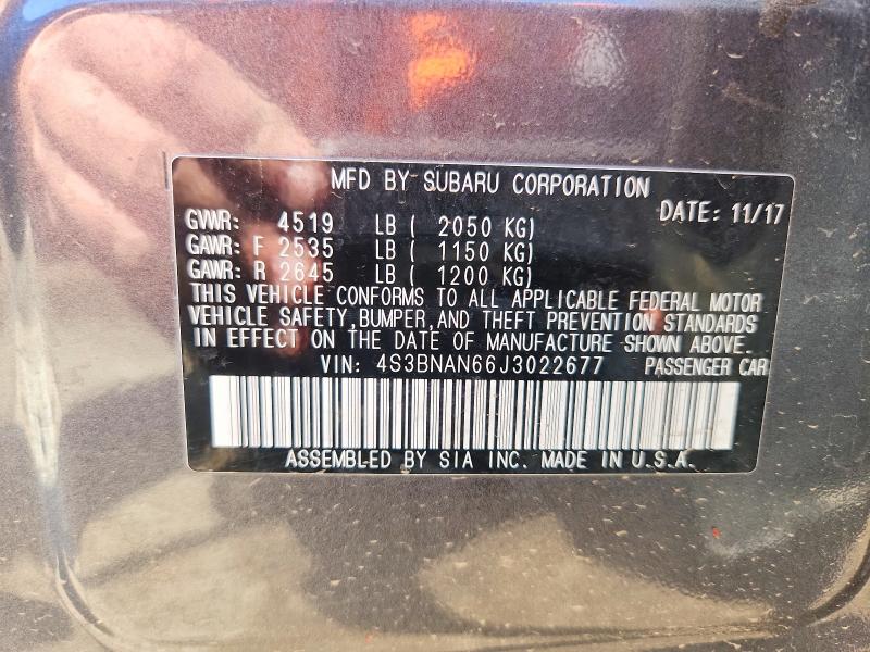 2018 Subaru Legacy მანქანა იყიდება აუქციონზე, vin: 4S3BNAN66J3022677, აუქციონის ნომერი: 52609346