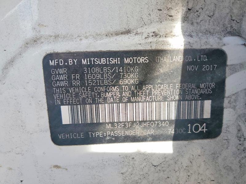 Aukcja sprzedaży 2018 Mitsubishi Mirage, vin: ML32F3FJ2JHF07340, numer aukcji: 53726206