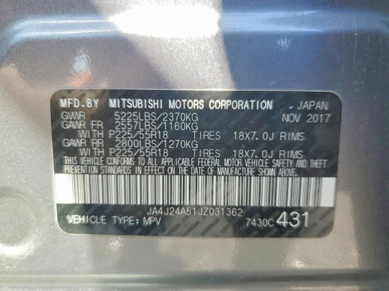 Aukcja sprzedaży 2018 Mitsubishi Outlander, vin: JA4J24A51JZ031362, numer aukcji: 55263056