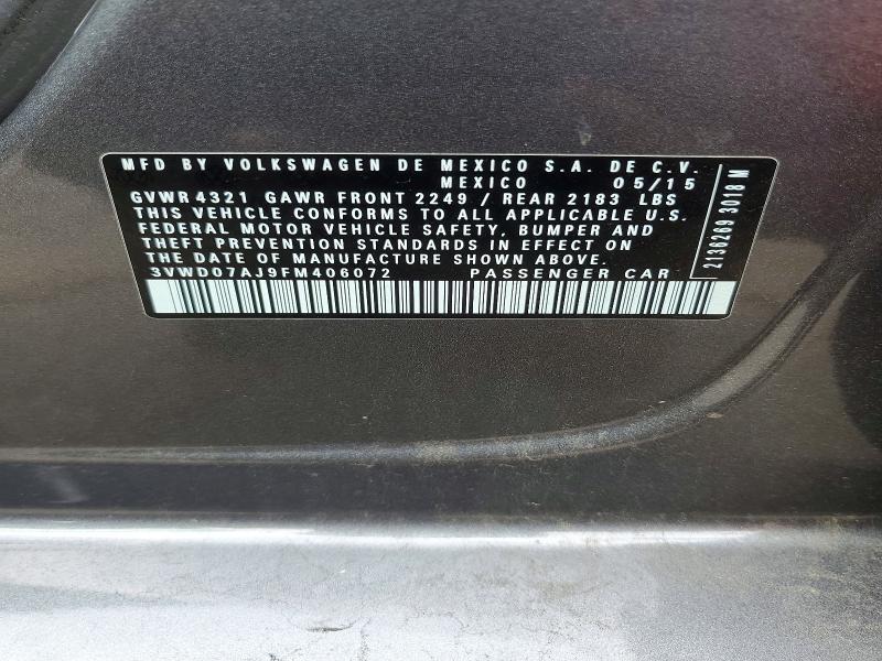 Продажа на аукционе авто 2015 Volkswagen Jetta, vin: 3VWD07AJ9FM406072, номер лота: 54506546
