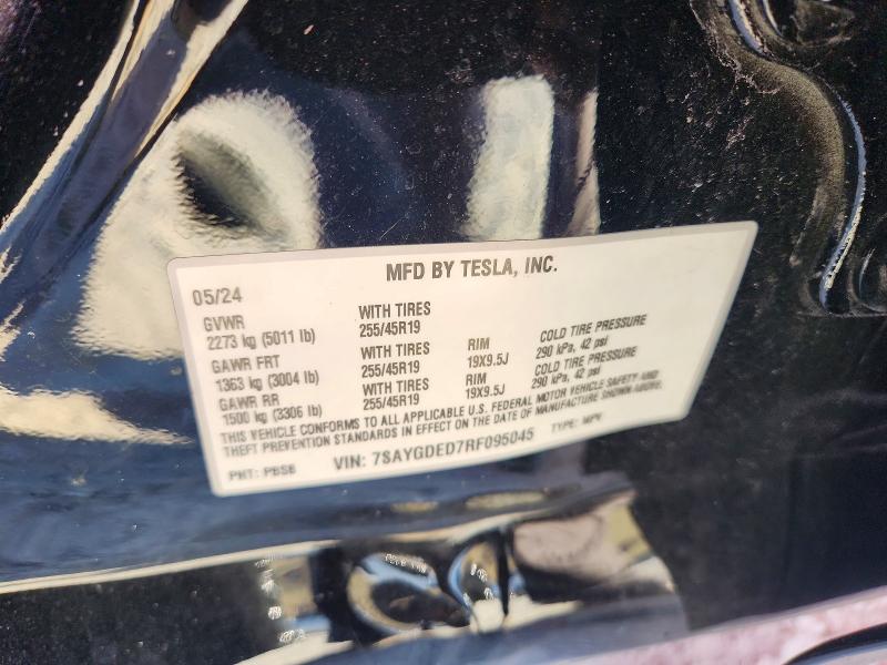 Продаж на аукціоні авто 2024 Tesla Model Y, vin: 7SAYGDED7RF095045, номер лоту: 52525176