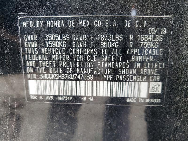 54762846 :رقم المزاد ، 3HGGK5H87KM747659 vin ، 2019 Honda Fit مزاد بيع