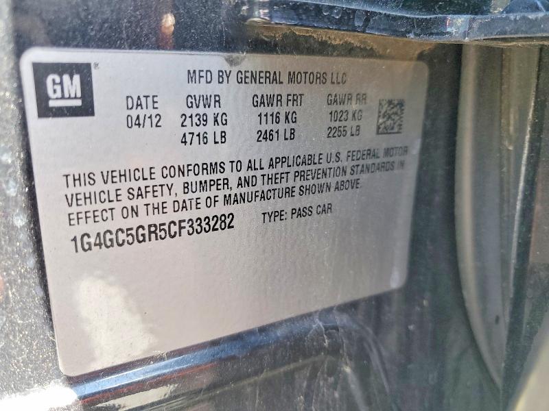 Продаж на аукціоні авто 2012 Buick Lacrosse, vin: 1G4GC5GR5CF333282, номер лоту: 53970576