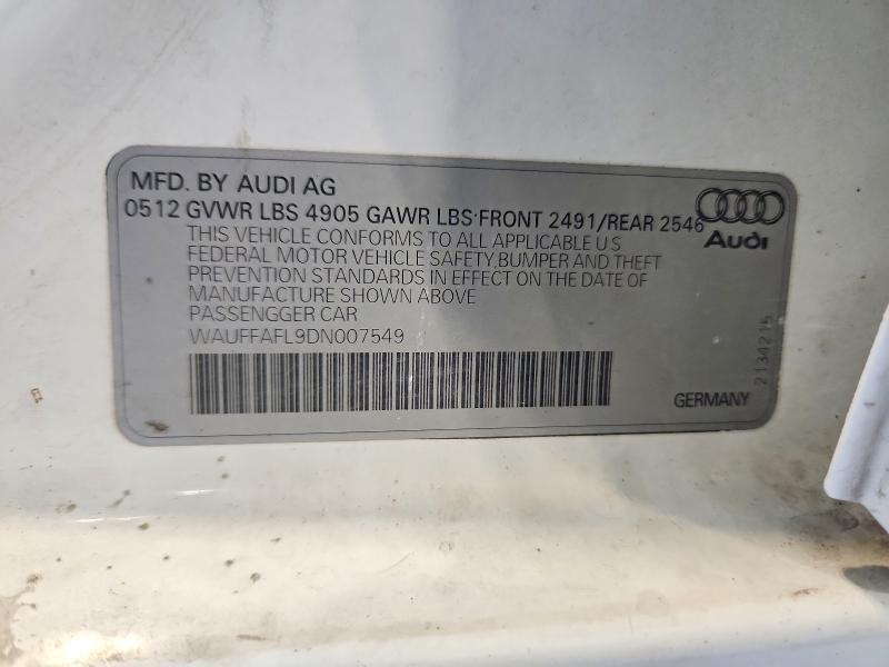 2013 Audi A4 მანქანა იყიდება აუქციონზე, vin: WAUFFAFL9DN007549, აუქციონის ნომერი: 52324426
